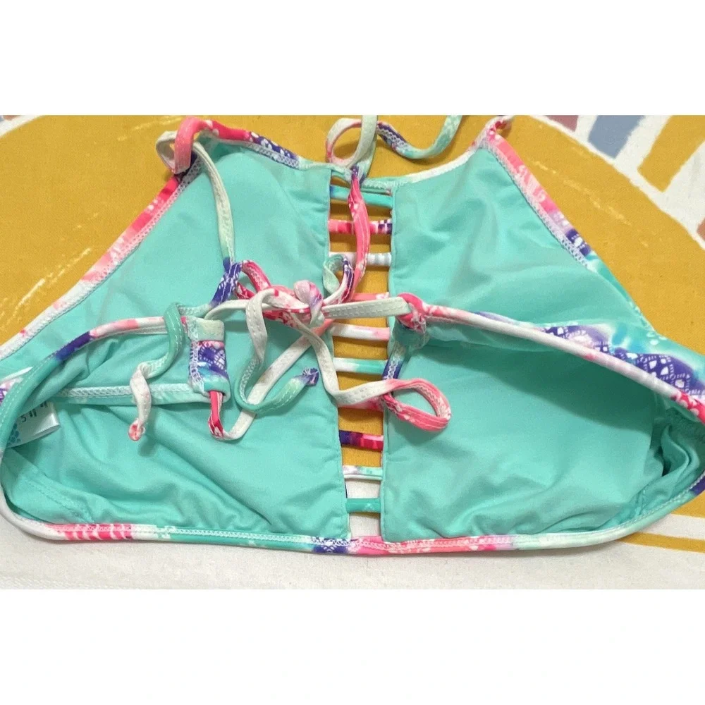 Catalina Girls Halter Swim Top Tie Dye Lined Adjustable Strap L/G 11-13 52.2
